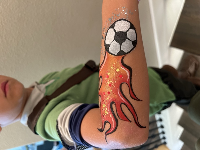 Flaming Soccer Ball — arm design with fire trail